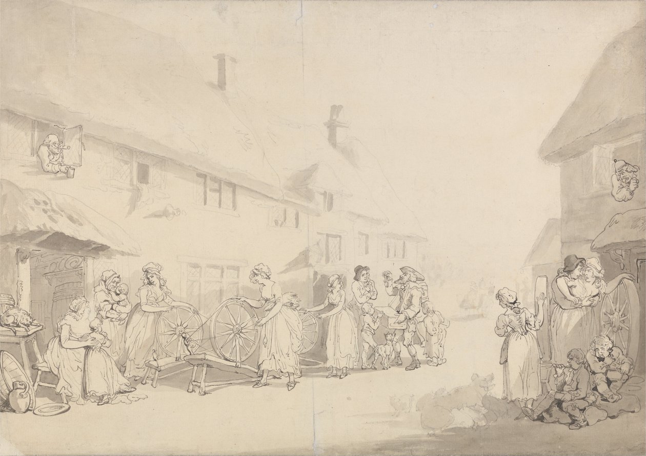 Kızların Döndüğü Bir Köy Sahnesi by Thomas Rowlandson