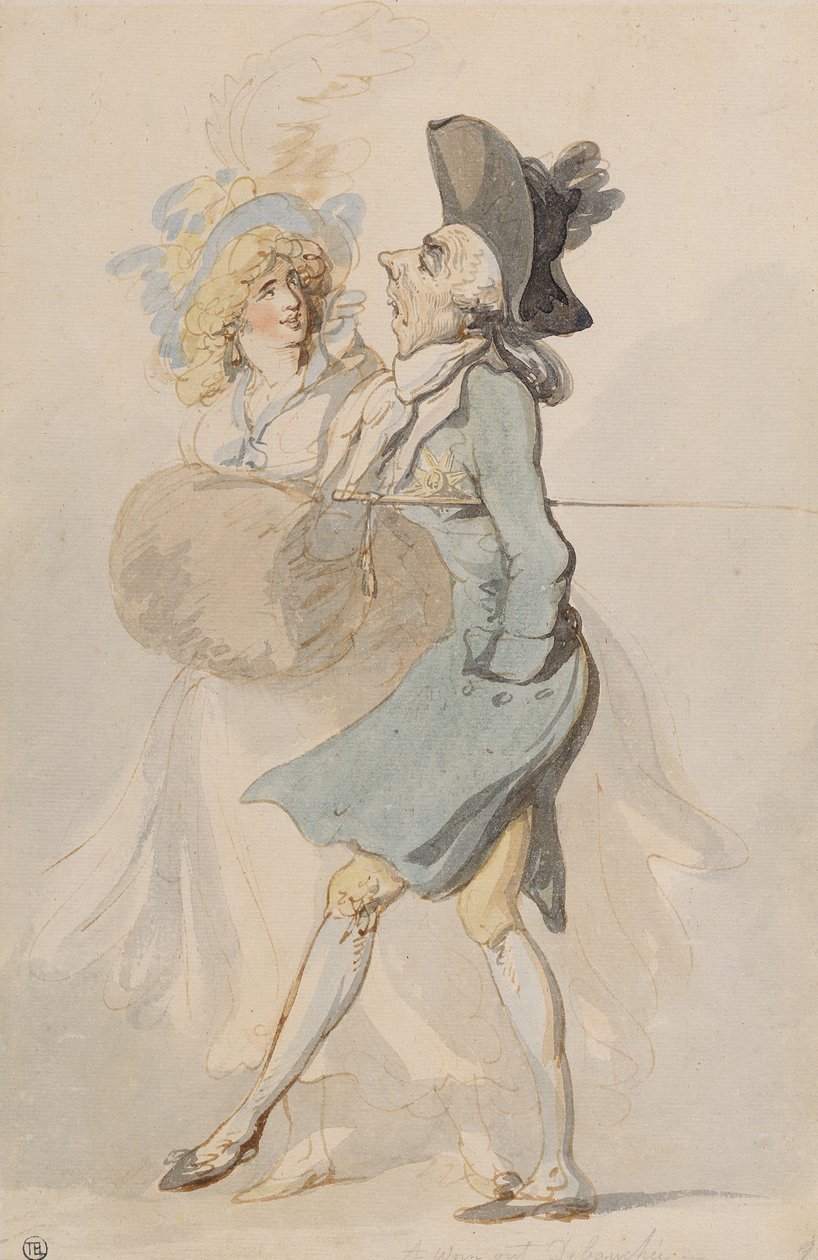 Yıpranmış Bir Debaucher, c.1790-95 (döşemiş kağıt üzerinde kalem ve mürekkep ve wc) by Thomas Rowlandson