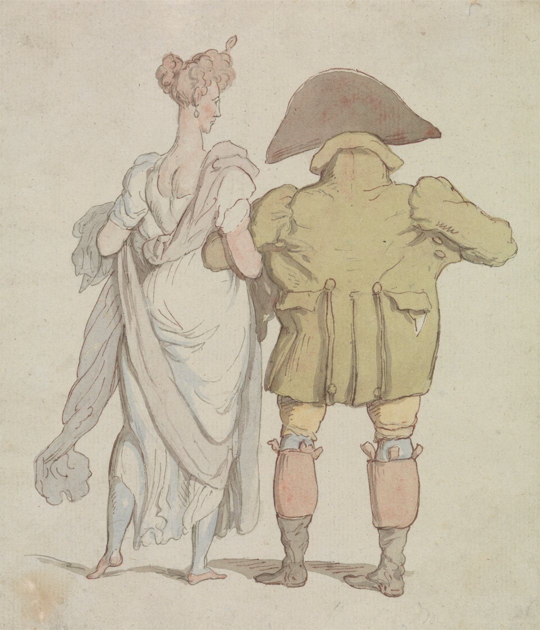 Bir Leydi ile Yürüyen Yaşlı Bir Buck by Thomas Rowlandson