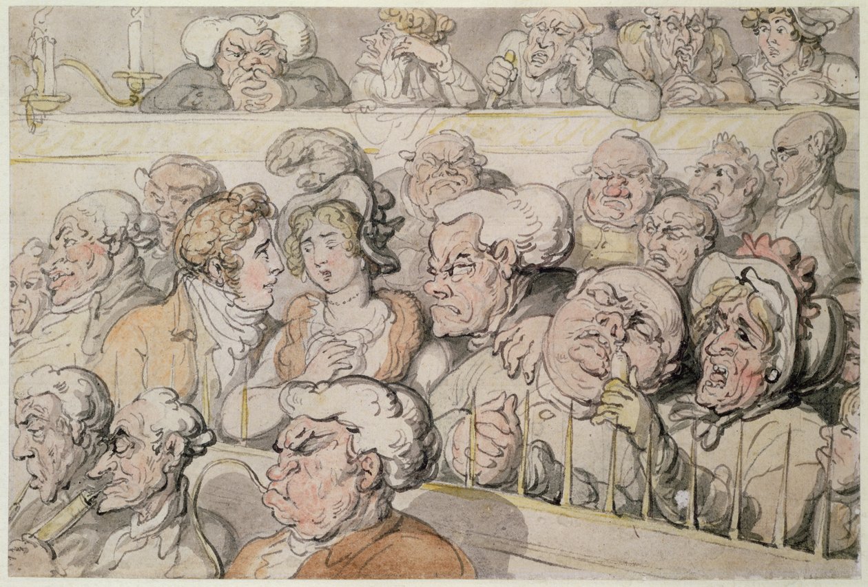 Tiyatroda, Çukurda (kağıt üzerine kalem, wc ve kurşun kalem) by Thomas Rowlandson