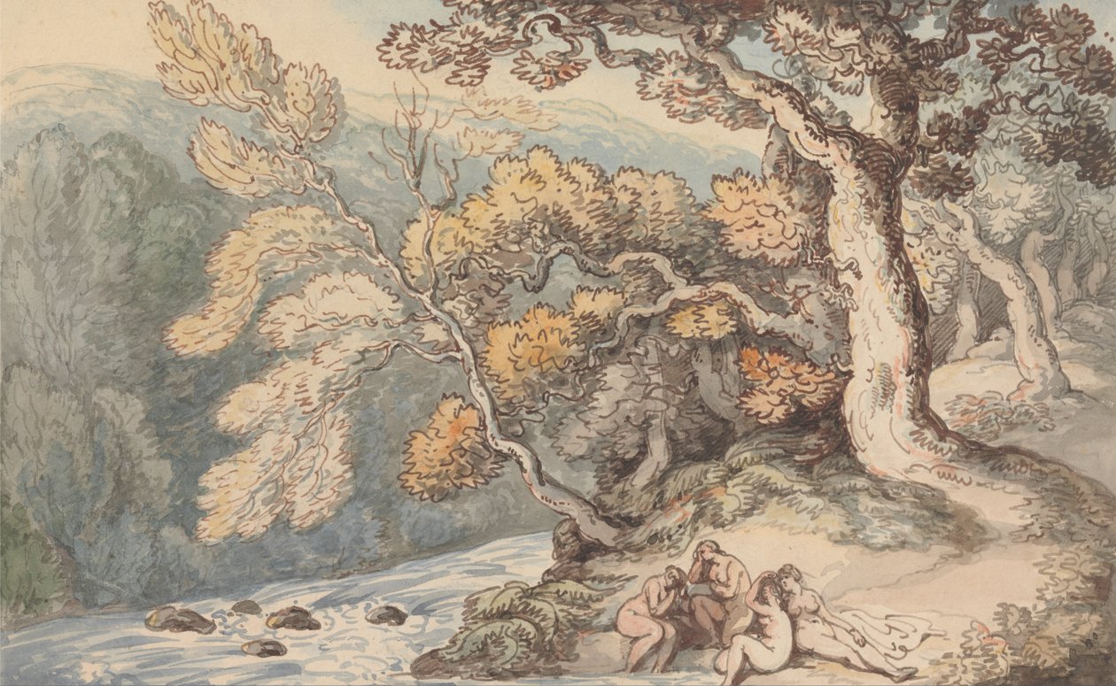 Manzarada Yıkananlar by Thomas Rowlandson