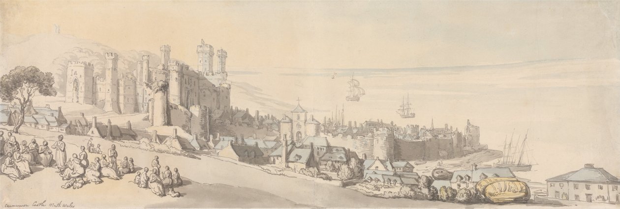 Carnarvon Kalesi, Kuzey Galler by Thomas Rowlandson