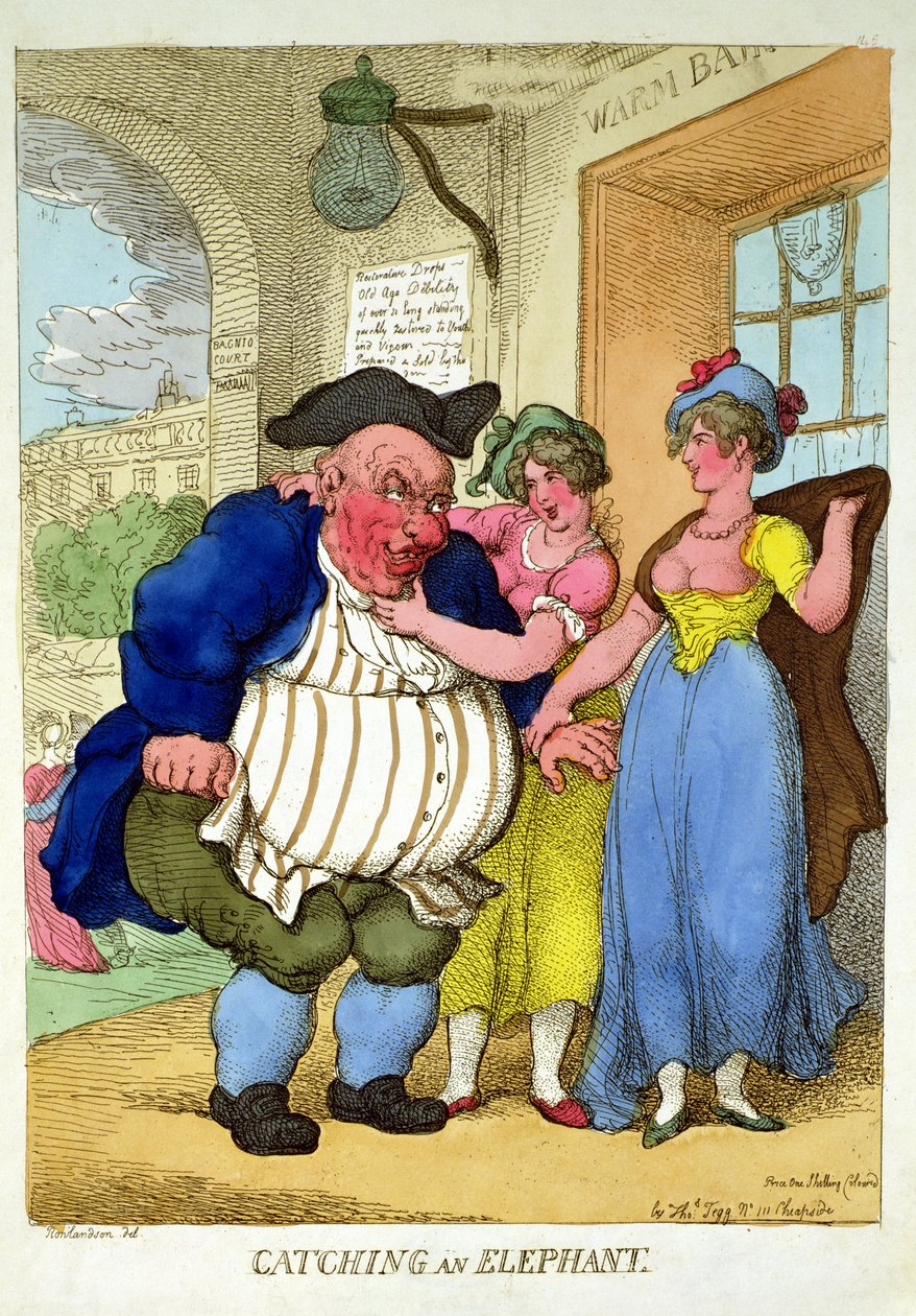 Fil Yakalamak, 1812 by Thomas Rowlandson