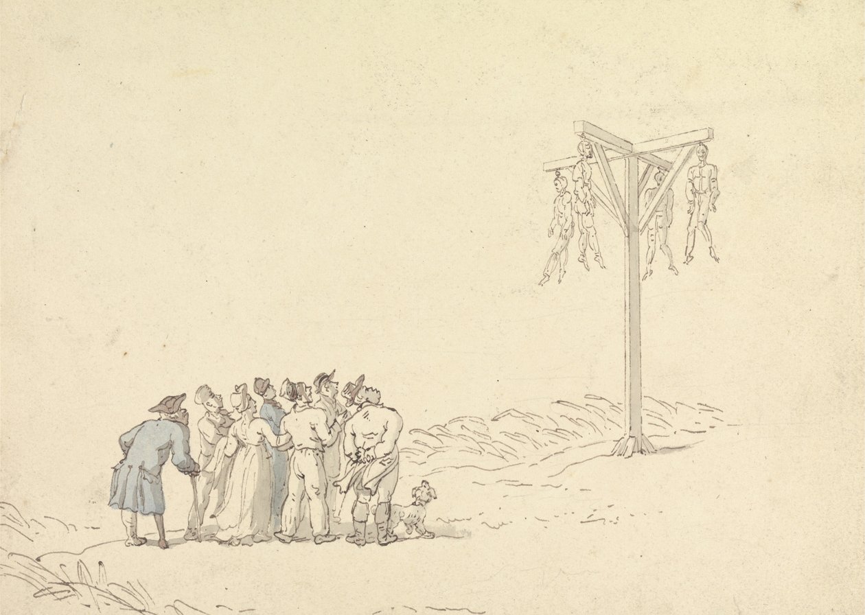 Bir Gibbet tarafından kalabalık by Thomas Rowlandson