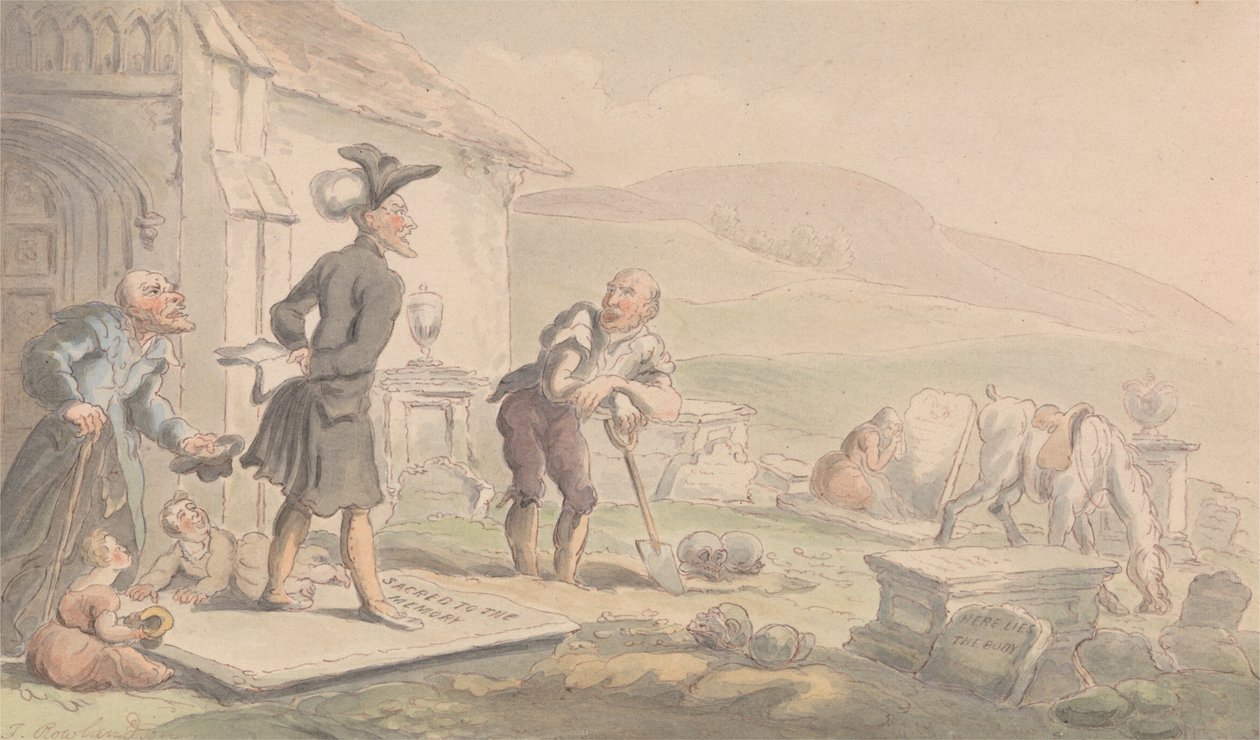 Dr Sözdizimi Mezar Taşları Üzerinde Meditasyon Yapıyor by Thomas Rowlandson