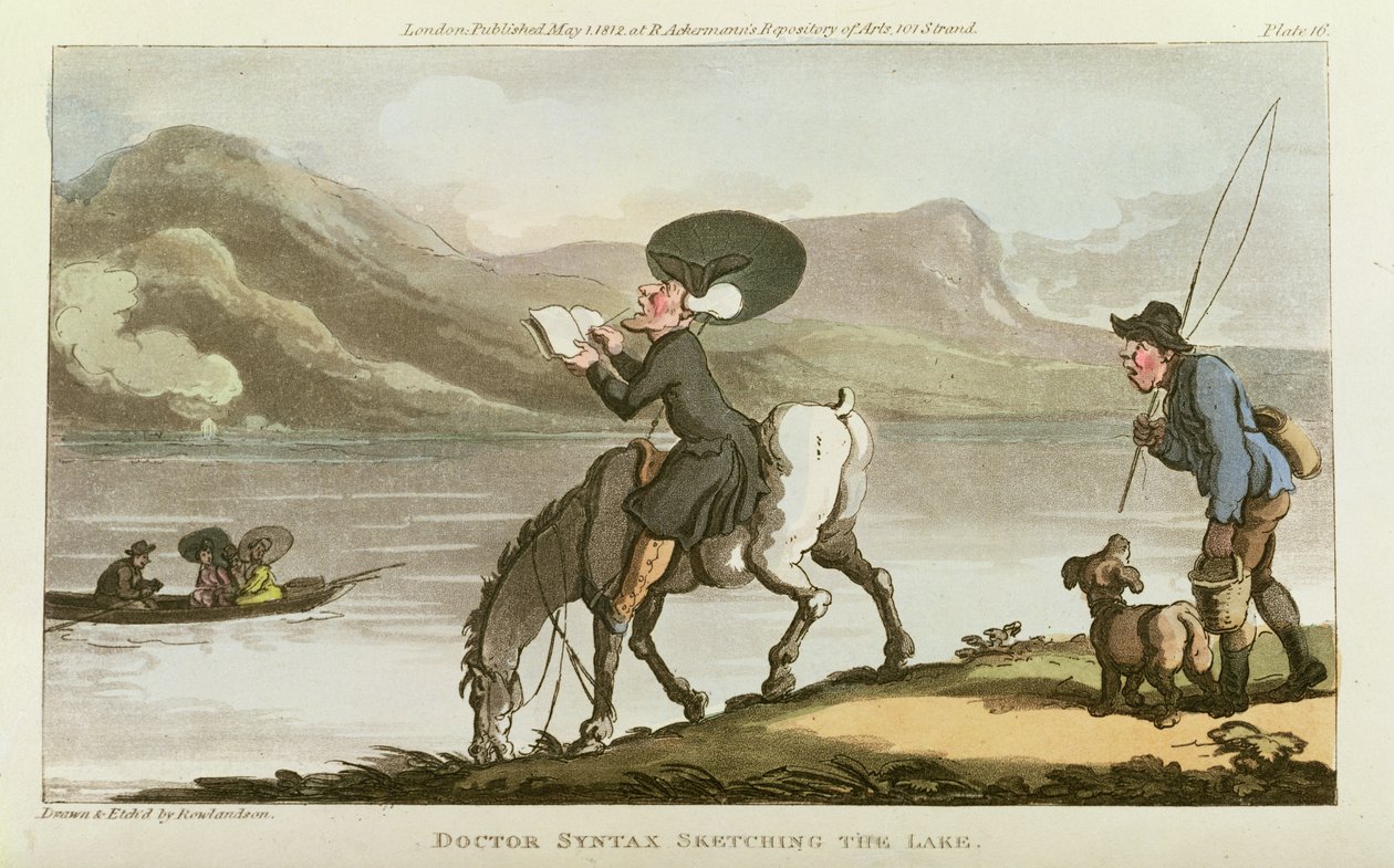 Gölün taslağını çizen Dr. Sözdizimi by Thomas Rowlandson