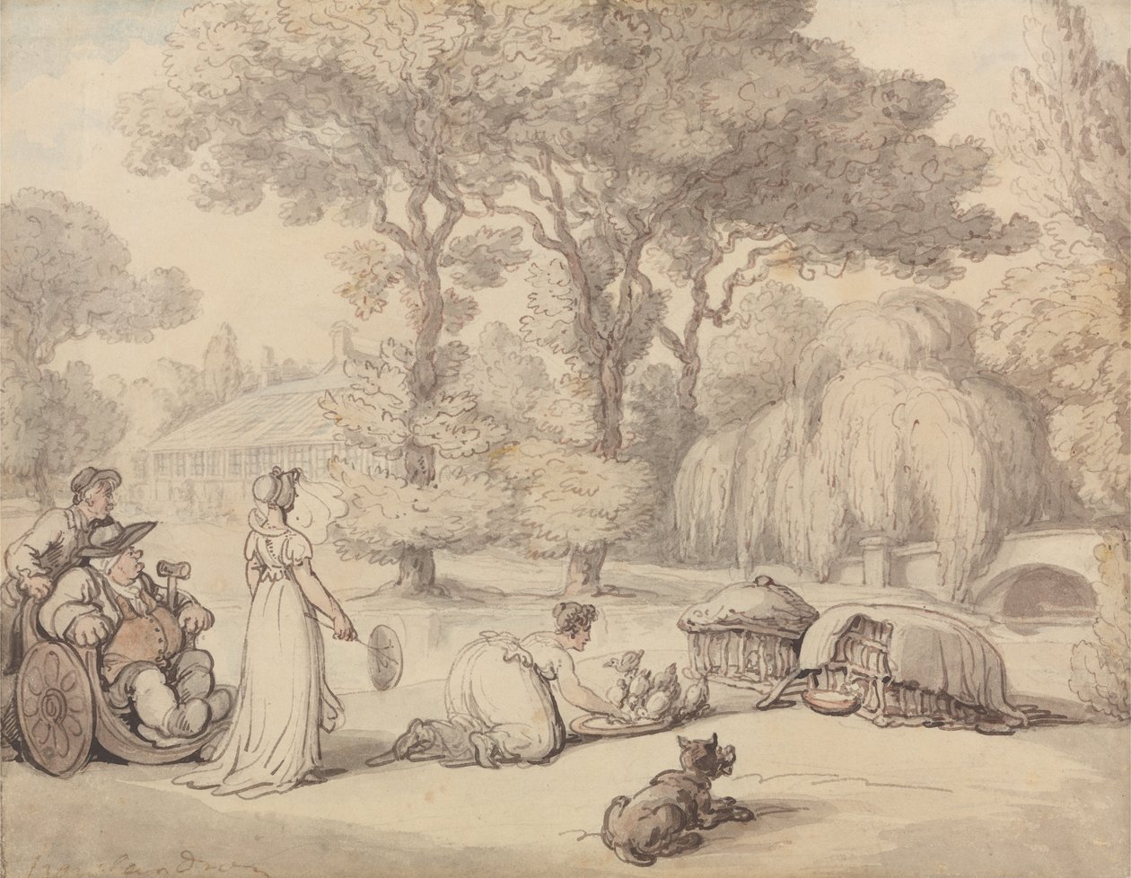 Ördek Yavrularını Beslemek by Thomas Rowlandson