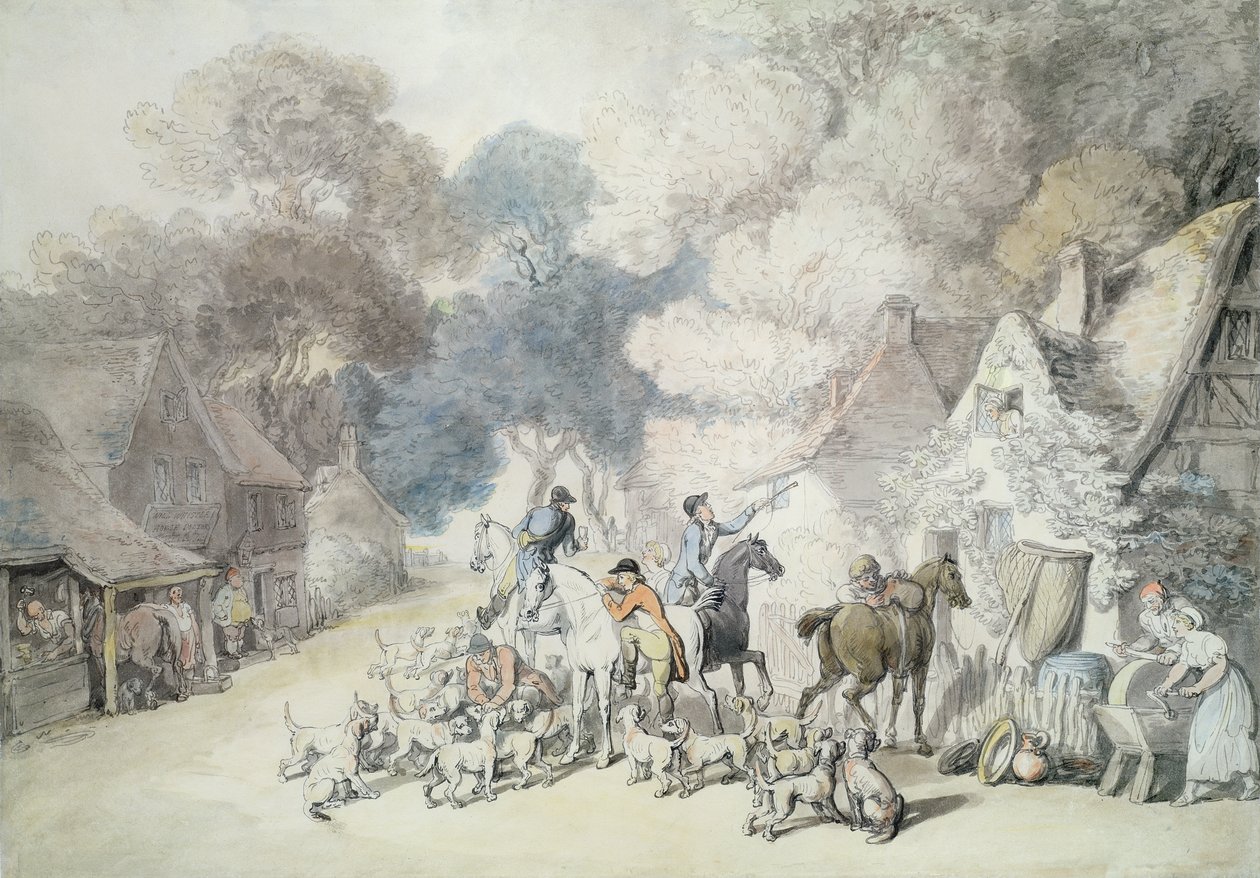 Sabah Dışarı Çıkmak, Windsor Ormanında Bir Sahne, c.1801 (kağıt üzerinde kalem ve wc) by Thomas Rowlandson