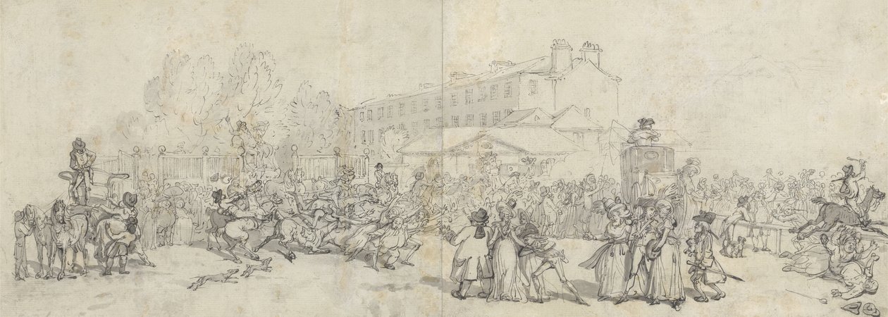 Hyde Park Corner (kağıt üzerinde yıkama ve grafit içeren kalem ve mürekkep) by Thomas Rowlandson