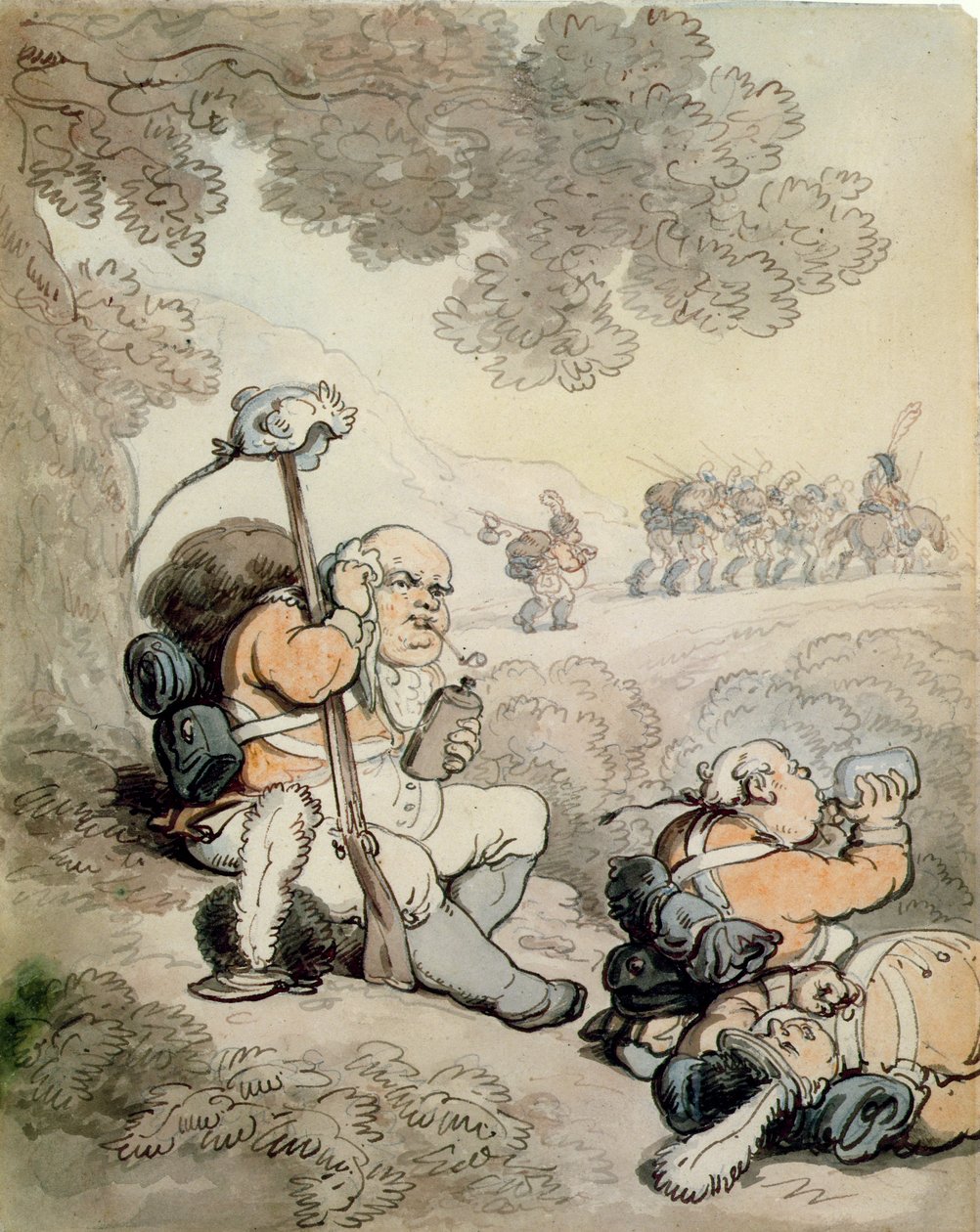 Hafif Piyade Gönüllüleri, 1804 (kağıt üzerine kalem & mürekkep ve wc) by Thomas Rowlandson
