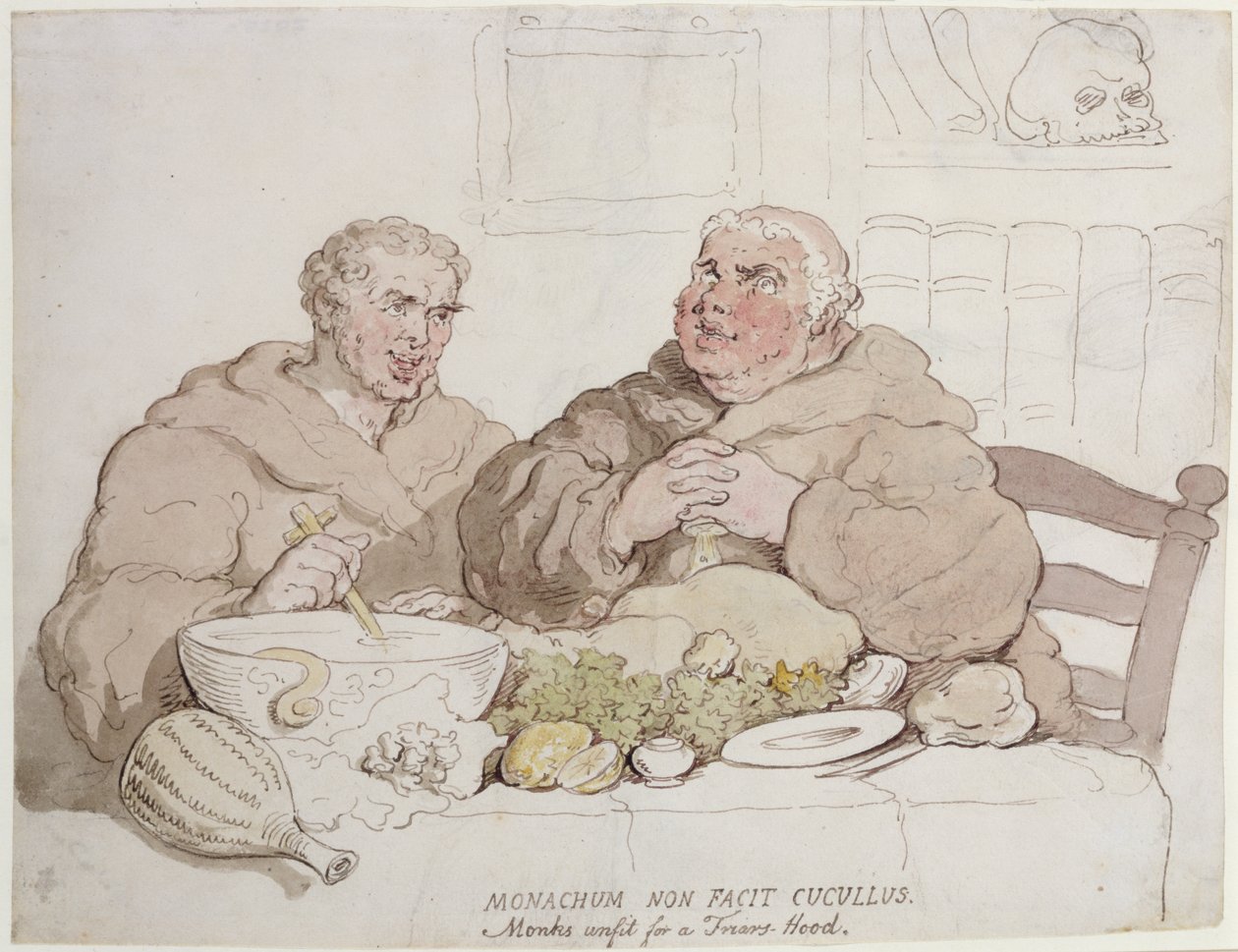 Bir Friars Hood için Uygun Olmayan Rahipler (kağıt üzerinde kalem & mürekkep ve wc) by Thomas Rowlandson