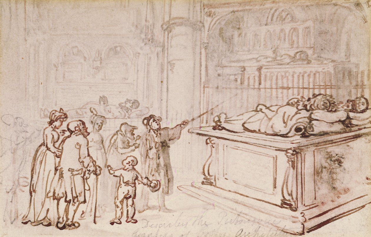 Westminster Abbey'deki anıtlar (sepya mürekkebi ve kurşun kalem) by Thomas Rowlandson