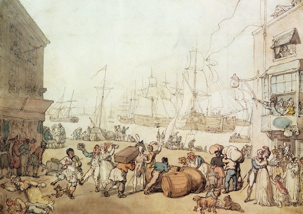 Portsmouth Point, 1811 (ayrıca bkz. 3421) by Thomas Rowlandson