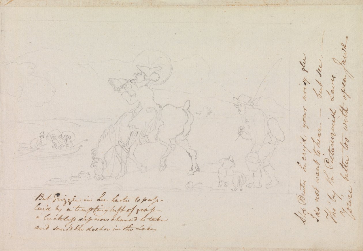 Dr Syntax Sketching the Lake için hazırlık çizimi by Thomas Rowlandson