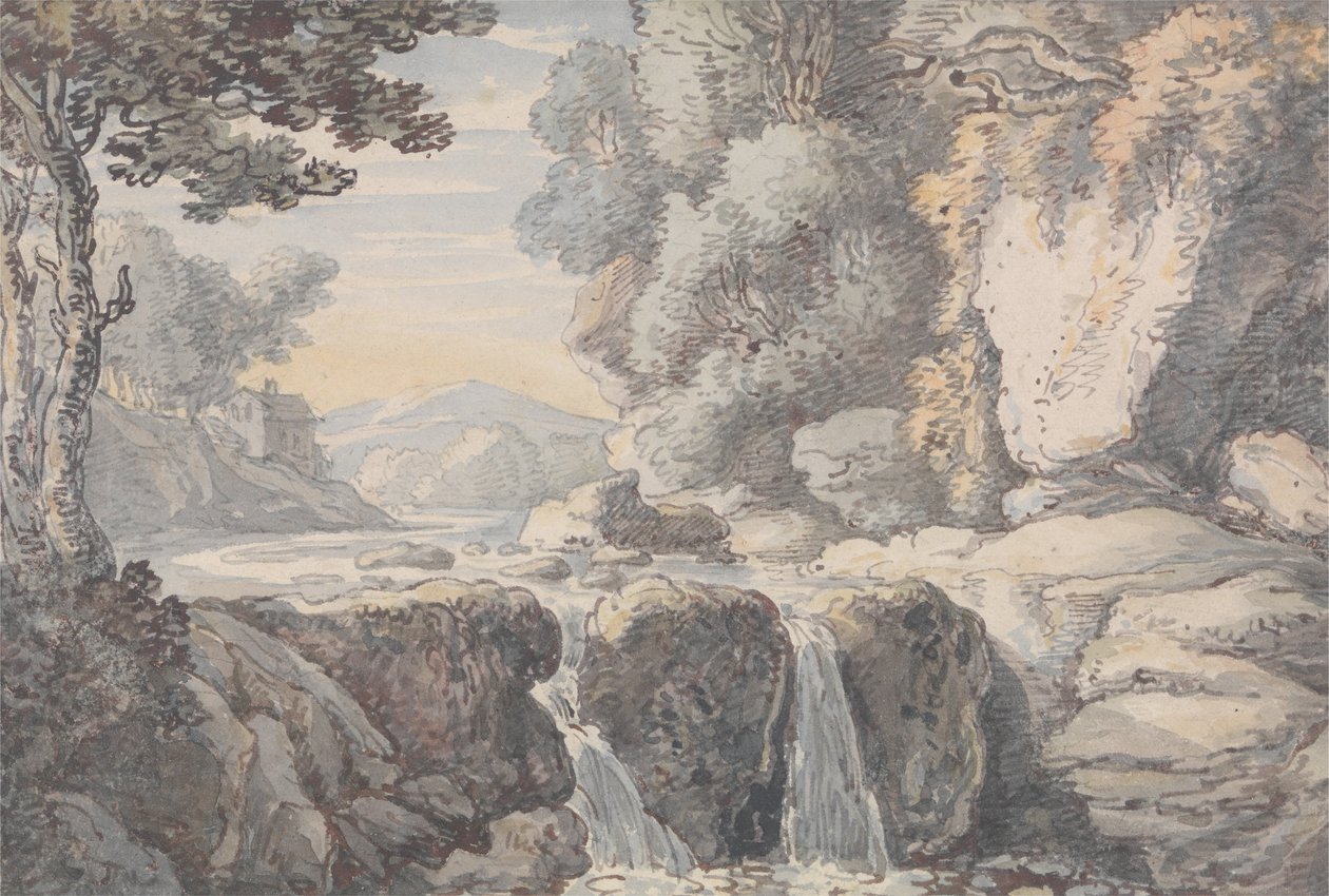 Şelaleli Nehir Manzarası by Thomas Rowlandson