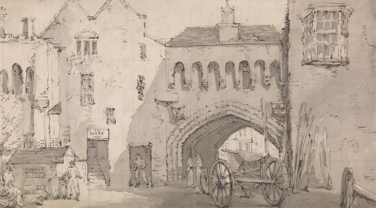 Southampton, Watergate ve Globe Inn by Thomas Rowlandson