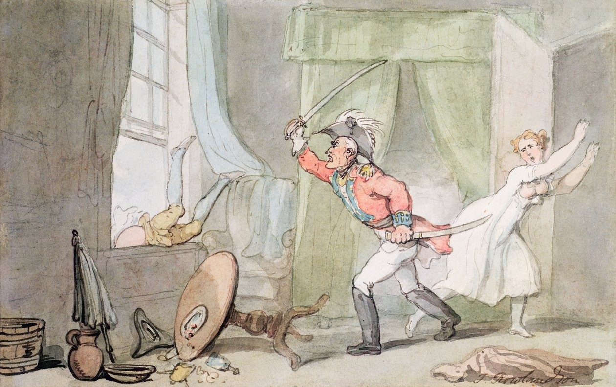 Kızgın Koca (yıkamalı kalem ve mürekkep) by Thomas Rowlandson
