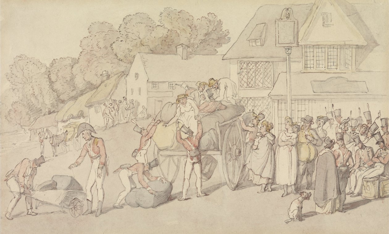 Bir Milis Bölüğünün Bir Hana Gelişi by Thomas Rowlandson