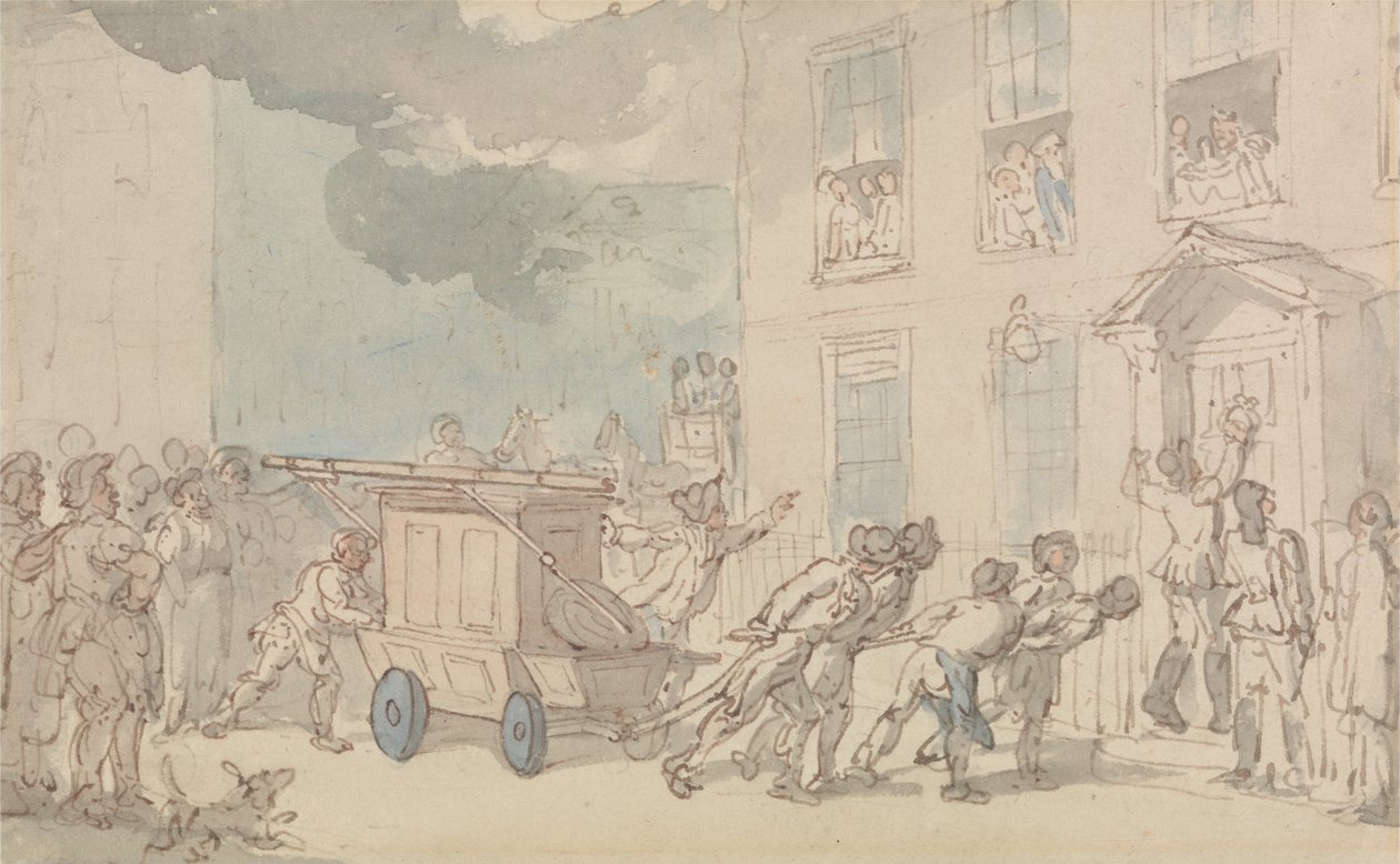 İtfaiye Aracının Gelişi by Thomas Rowlandson