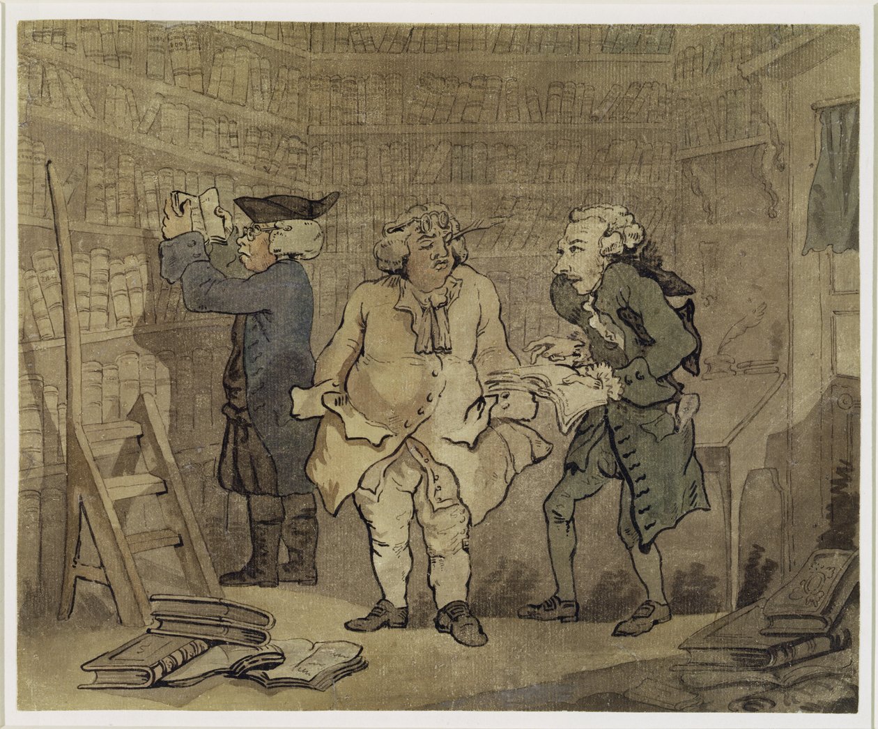 Yazar ve Yayınevi, 1784 (sert kağıt üzerine gri yıkama ve kurşun kalem üzerinde tuvalet) by Thomas Rowlandson