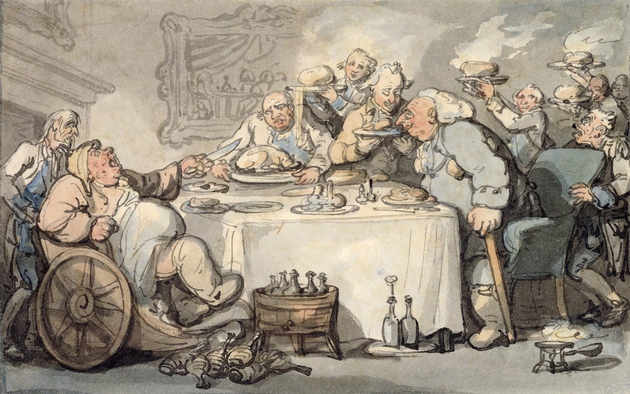 Banyo Rahatlığı: Akşam Yemeğinde Gouty Gourmand (kağıt üzerinde wc) by Thomas Rowlandson