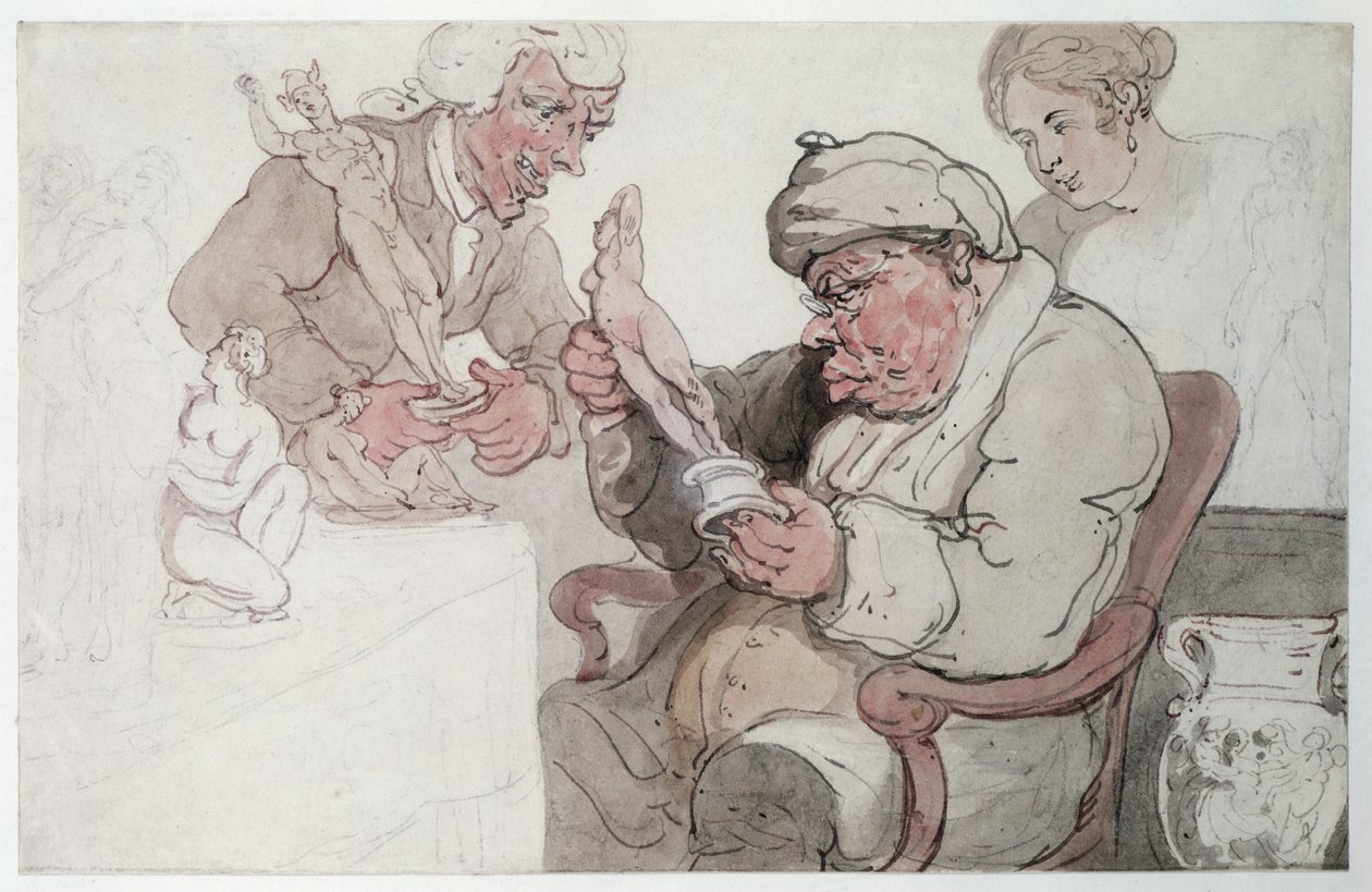 The Connoisseur (kağıt üzerinde kalem, wc ve kurşun kalem) by Thomas Rowlandson