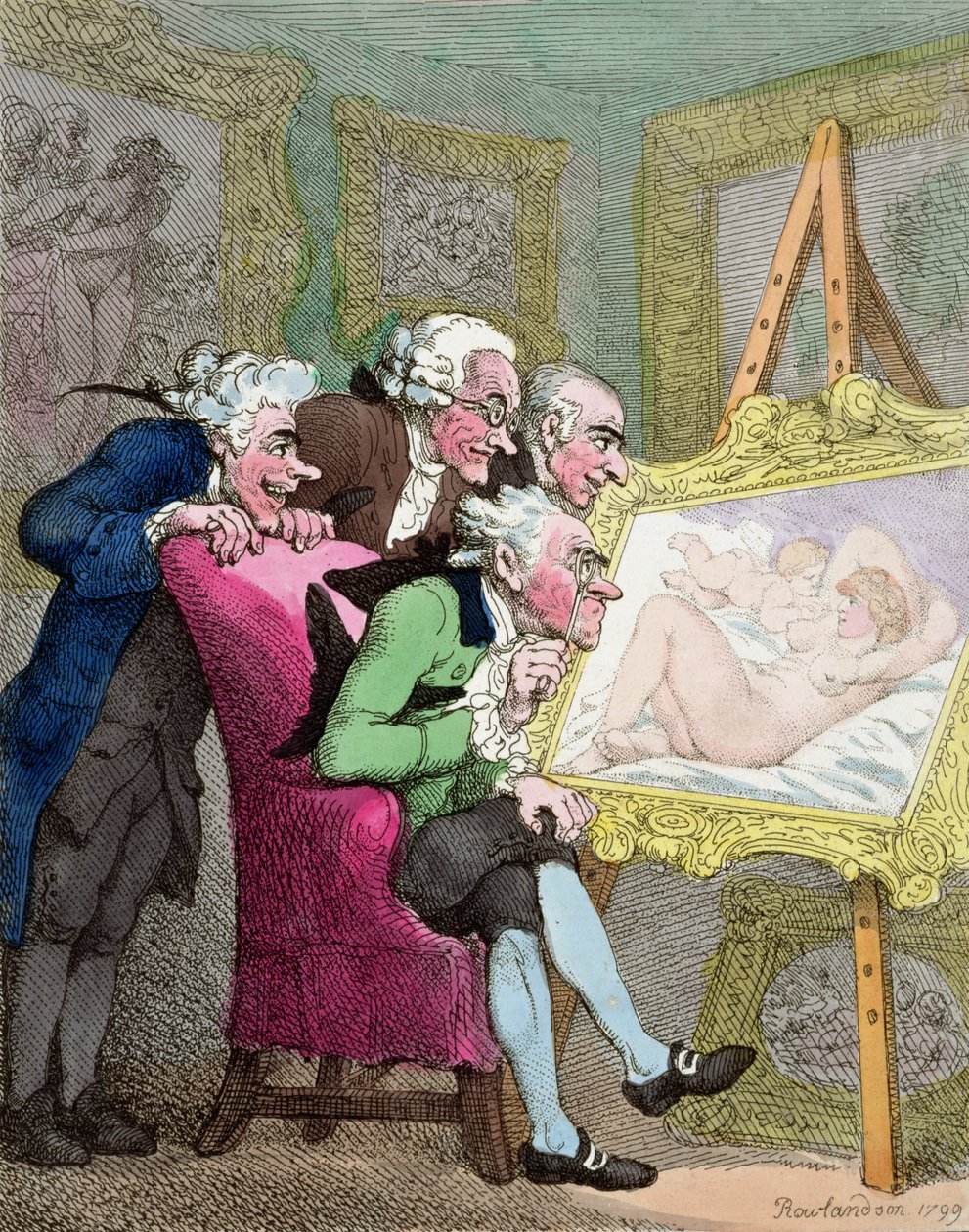 The Connoisseurs, 1799 (el renkli gravür) by Thomas Rowlandson