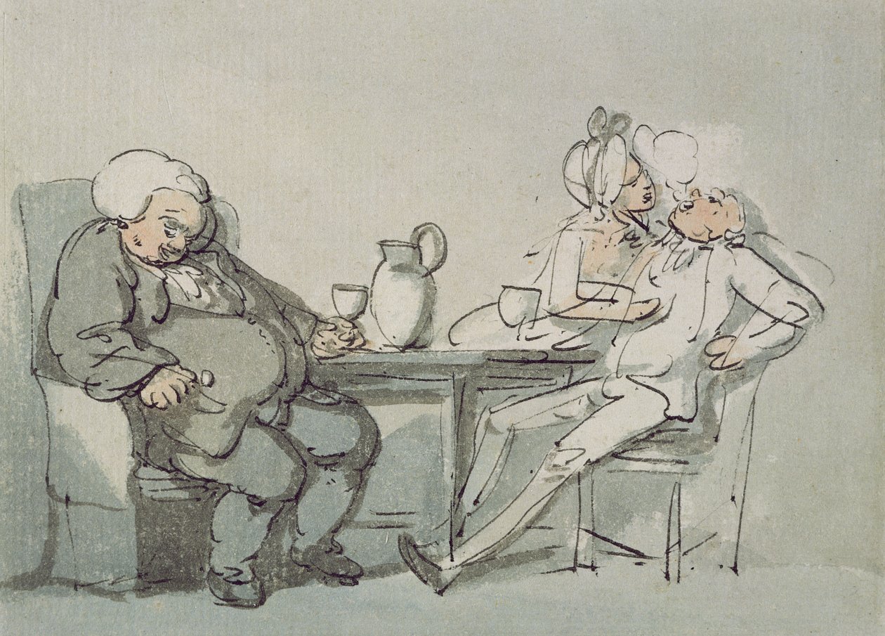 The Doctor Overcame (kağıt üzerinde kalem ve mürekkep ve wc) by Thomas Rowlandson