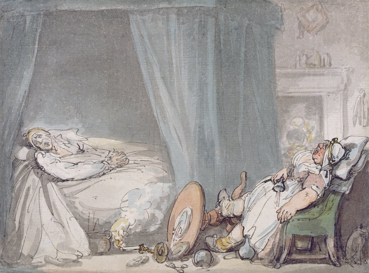 Sarhoş Hemşire (kalem ve mürekkep ve kağıt üzerinde wc) by Thomas Rowlandson