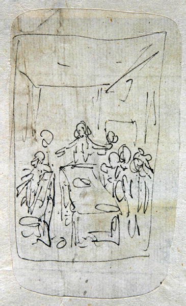 Son Akşam Yemeği, 1760-90 (kağıt üzerinde grafit üzerine yıkamalı kalem ve mürekkep) by Thomas Rowlandson