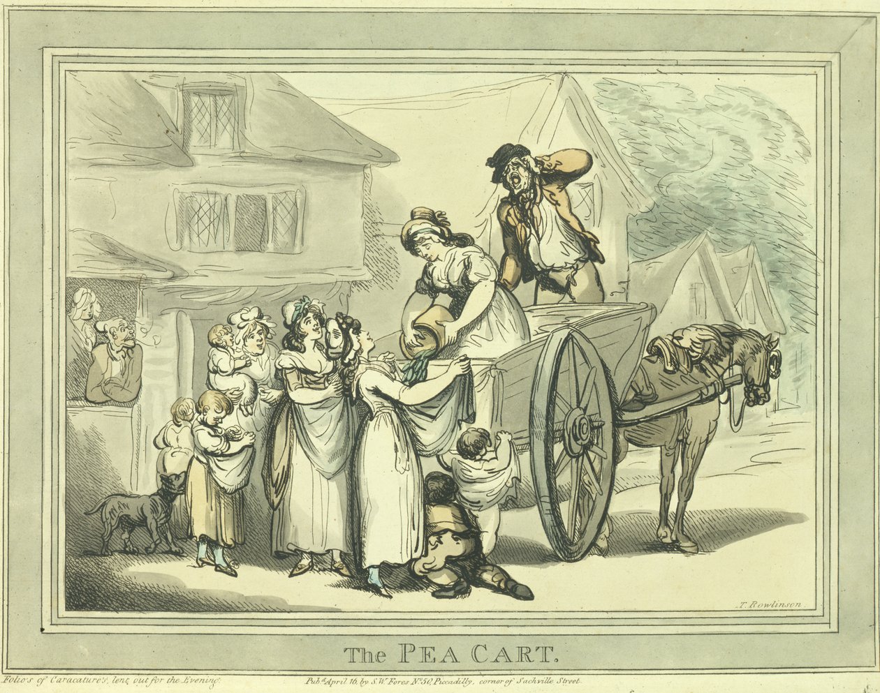 Bezelye Arabası, bar. tarafından Fores (renkli dağlama) by Thomas Rowlandson