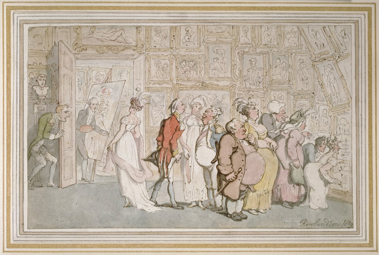 Portre Ressamı Ante-room, 1809 (kalem ve kahverengi mürekkep ve grafit göstergeler üzerine sulu boya) by Thomas Rowlandson