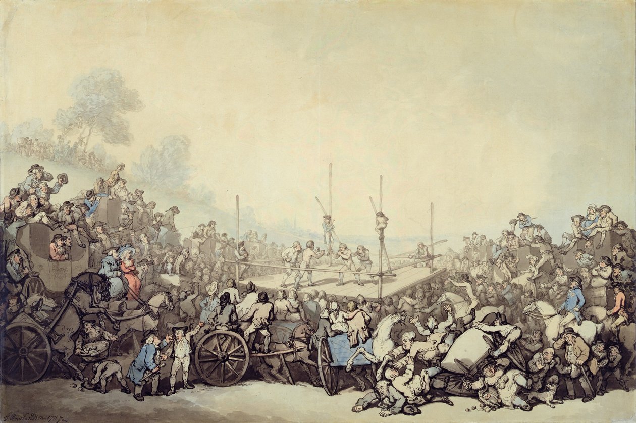 The Prize Fight, 1787 (kalem, mürekkep ve kağıda grafit üzerine tuvalet) by Thomas Rowlandson