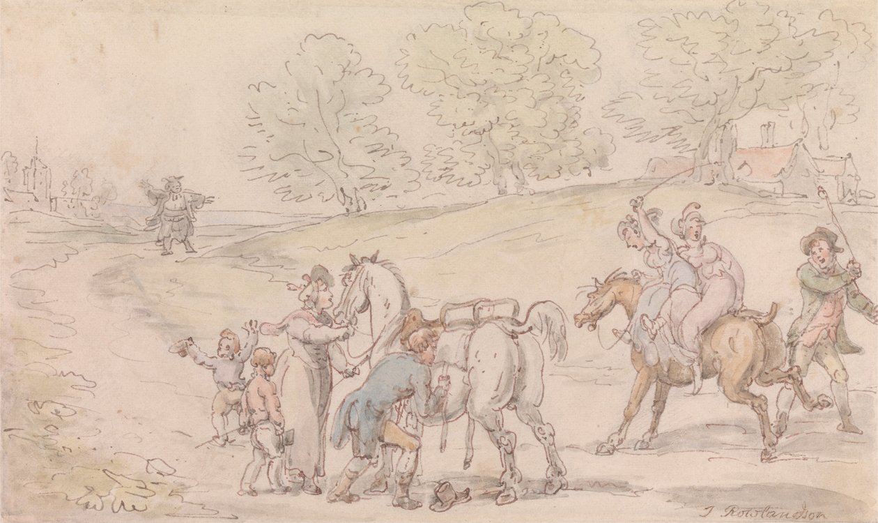 Wakefield Papazı - Kiliseye Giden Yoldaki Papazlar Ailesi by Thomas Rowlandson