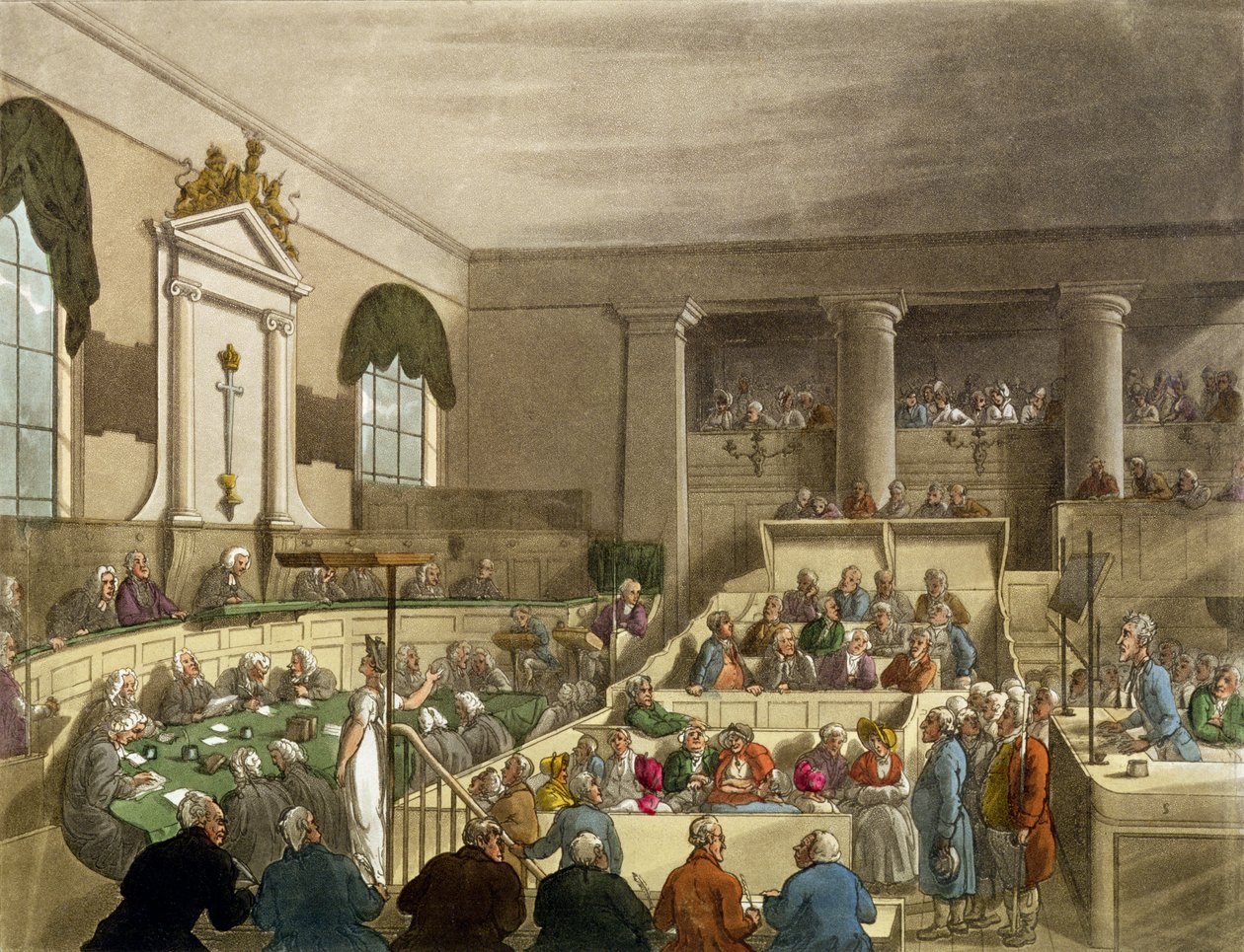 ಓಲ್ಡ್ ಬೈಲಿಟರ್ಕ್‌ನಲ್ಲಿ ವಿಚಾರಣೆ ಪ್ರಗತಿಯಲ್ಲಿದೆ by Thomas Rowlandson