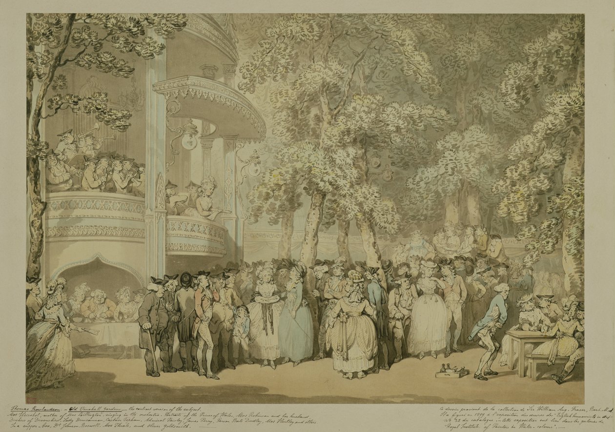 Vauxhall Gardens, c.1784 (wash and wc with pen and brown ink over pencil on paper) by Thomas Rowlandson