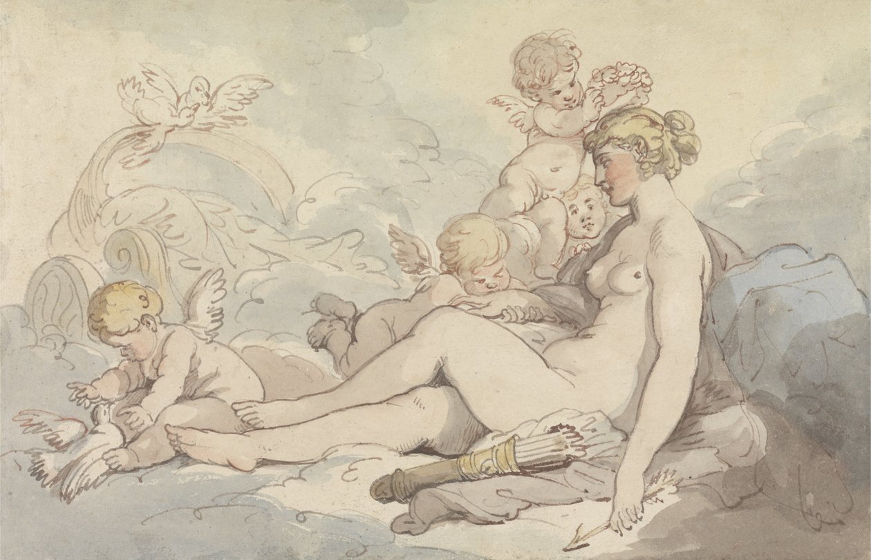 Venüs Aşk Tanrısı Tarafından Taçlandı by Thomas Rowlandson