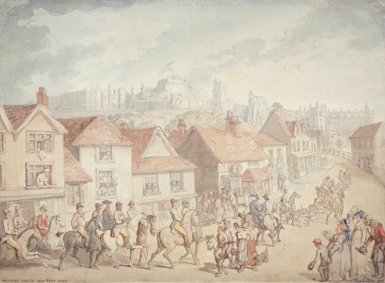 Eton Kasabasından Windsor Kalesi, 1800 by Thomas Rowlandson