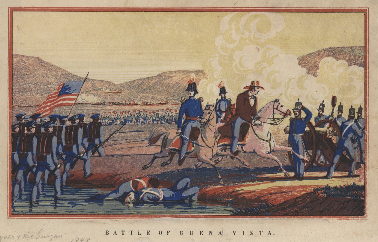 Buena Vista Savaşı, 1848 (chromolitho) by Thomas S. Wagner