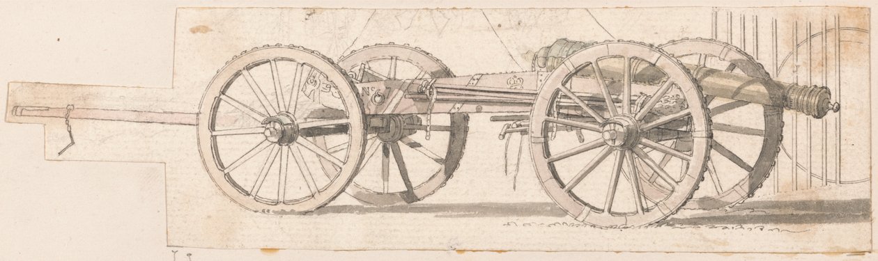 Gun and Limber, No.7 (kağıt üzerinde kalem ve mürekkeple yıkama) by Thomas Sandby
