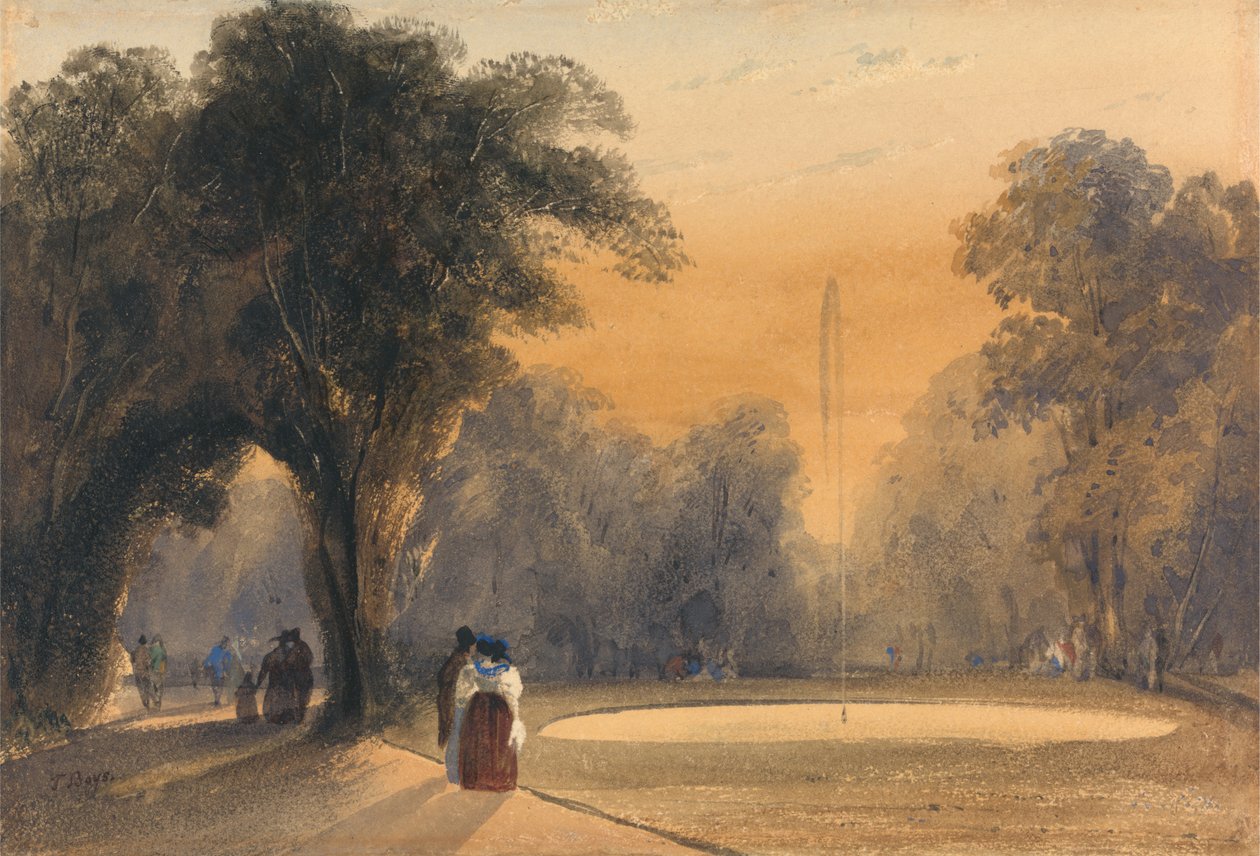 Bahçelerde Çeşme, Paris, Akşam (kağıt üzerinde wc) by Thomas Shotter Boys