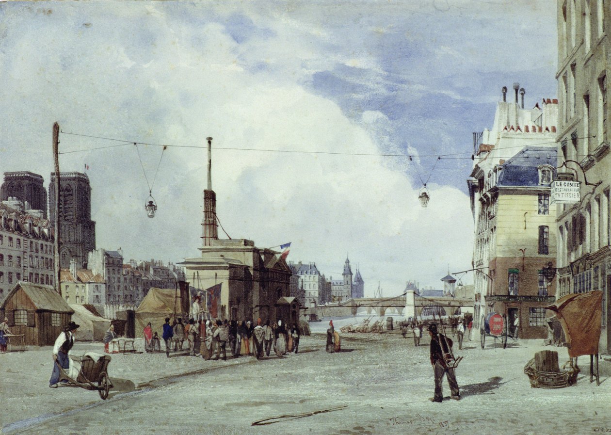 Quai de la Greve, Paris, 1837 by Thomas Shotter Boys