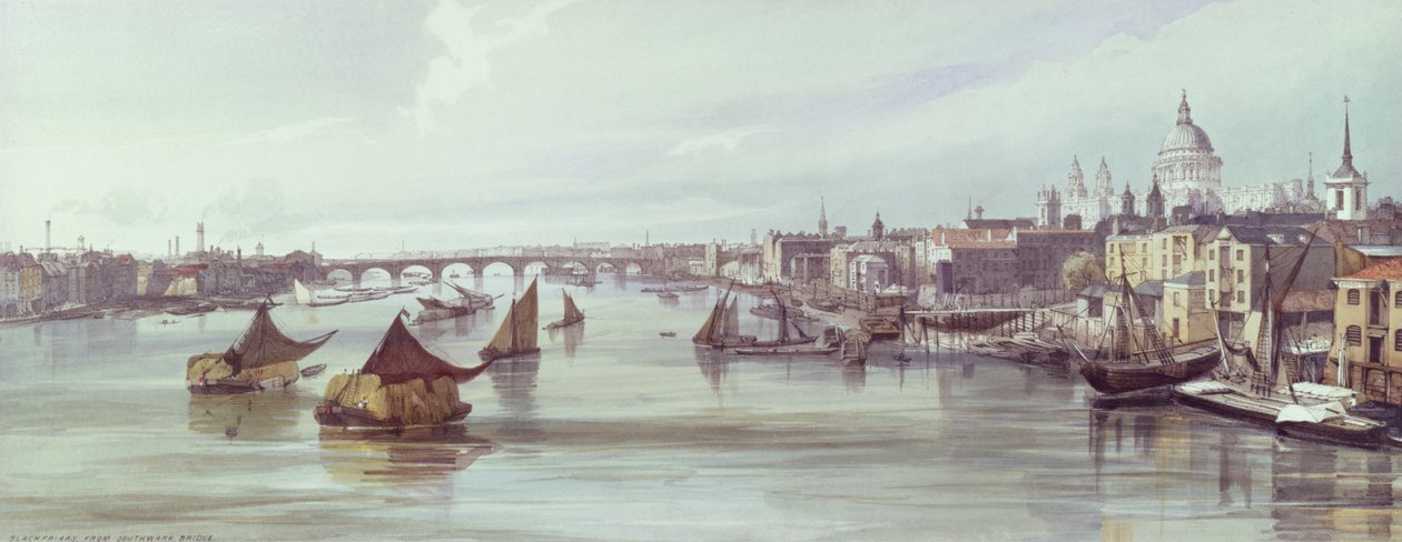 St. Paul Katedrali ve Blackfriars, 1842 (baskı) by Thomas Shotter Boys