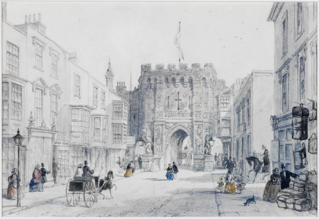 The Bar Gate, Southampton (kart üzerine mürekkep ve sulu boya) by Thomas Shotter Boys