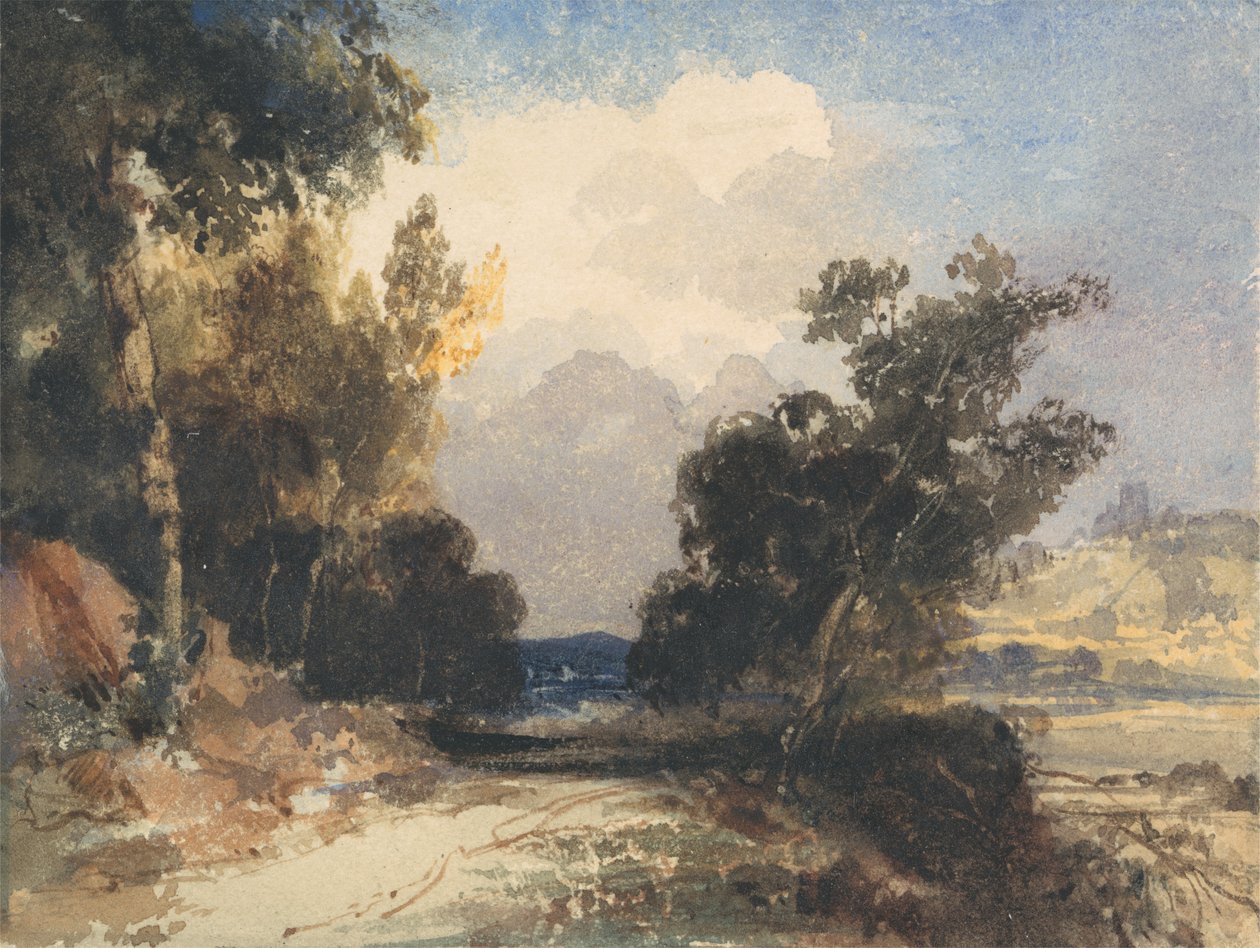 Arundel Kalesi yakınından görünüm (kağıt üzerinde grafit üzerinde wc) by Thomas Shotter Boys