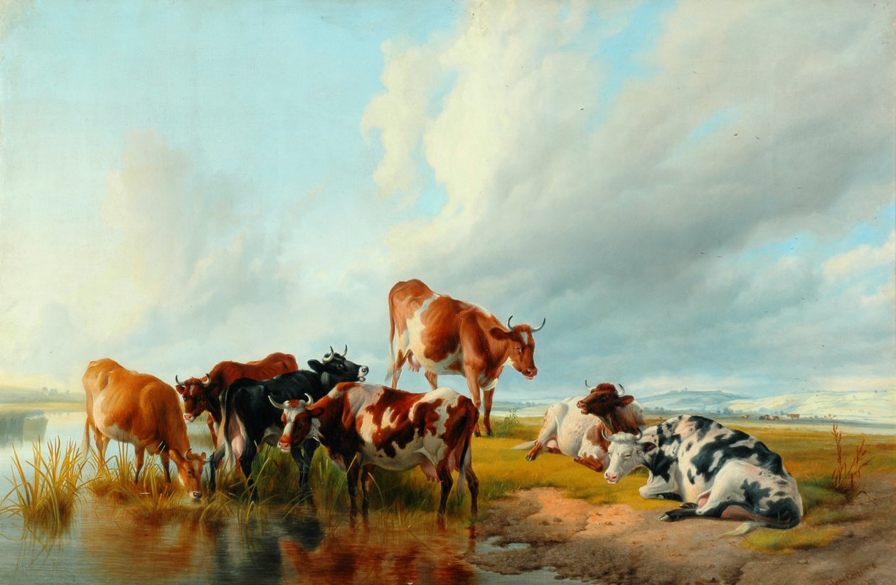 Bir Sığır Grubu, 1877 by Thomas Sidney Cooper
