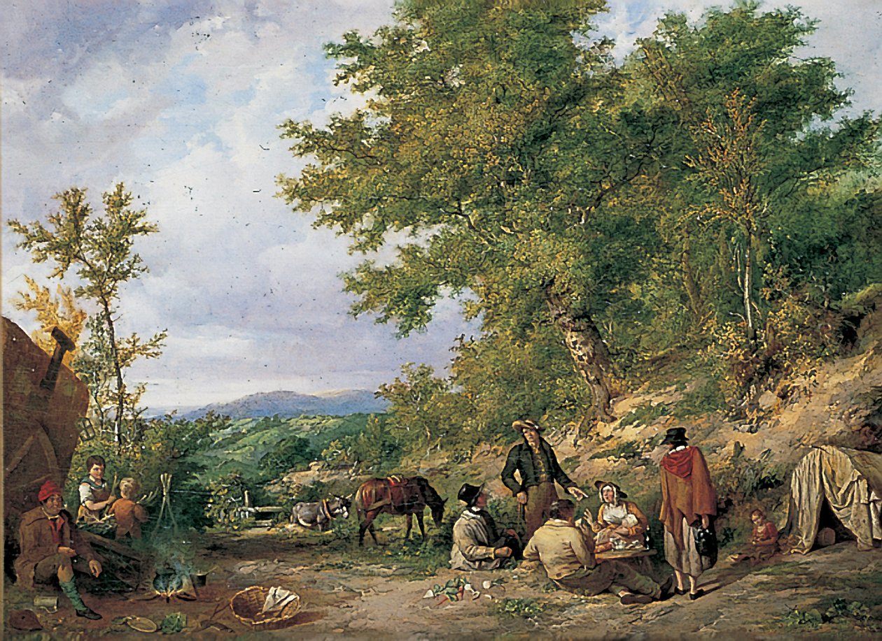 Country Lane with Gypsies  by Thomas Sidney Cooper