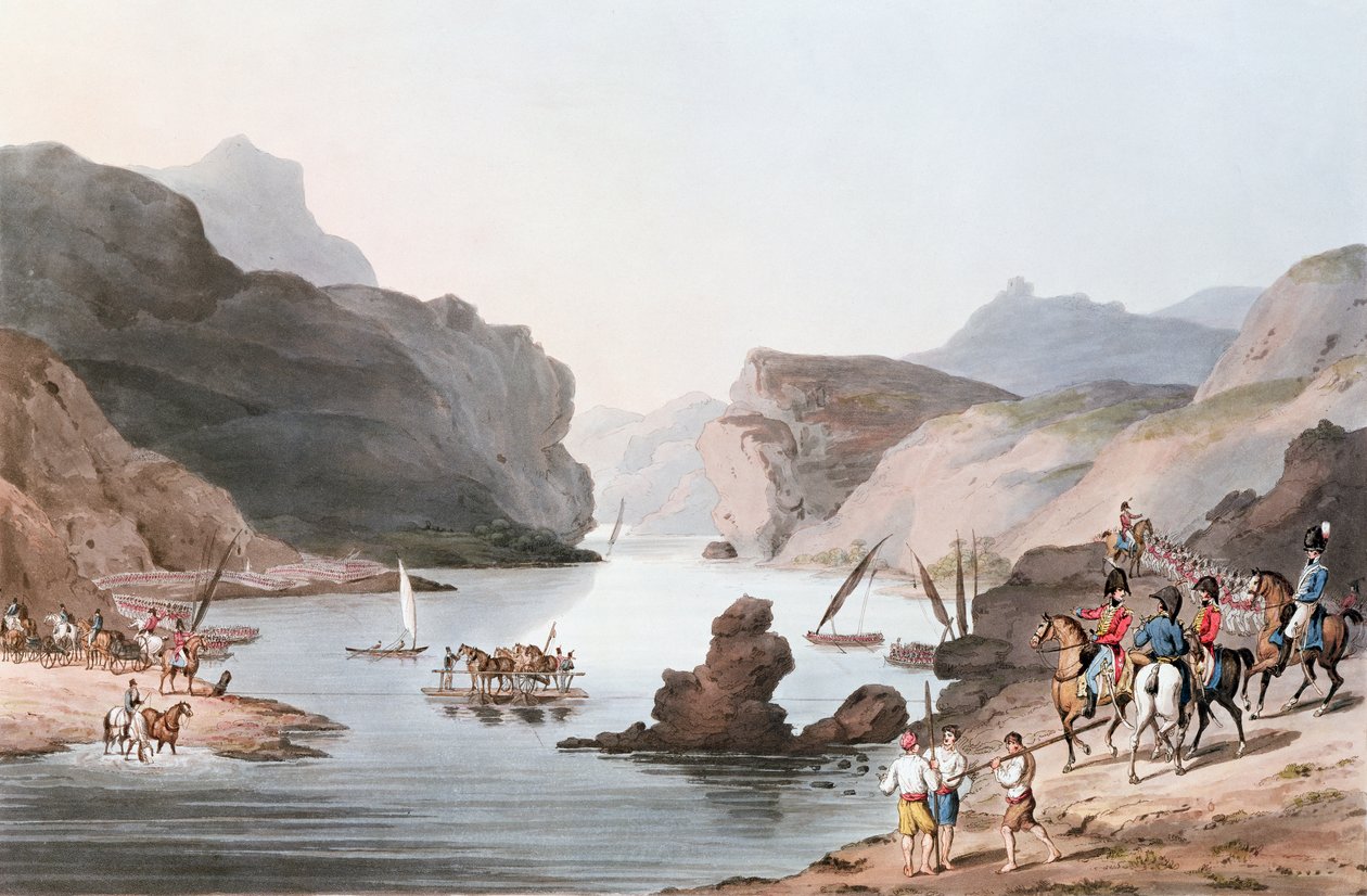 Pass of the Tagus at Villa Velha into the Alemtejo, 20th May 1811 engraved by C. Turner  by Thomas Staunton St. Clair