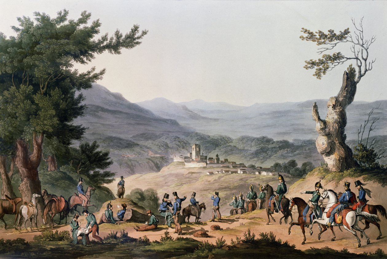 Coa Nehri üzerinde Subugal, C. Turner 1811 tarafından oyulmuş by Thomas Staunton St. Clair