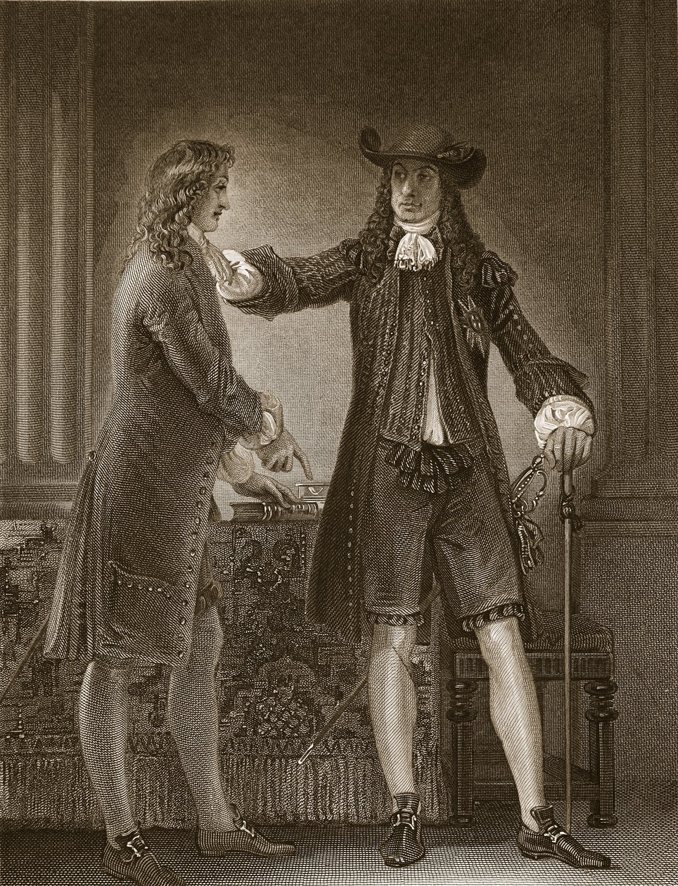Charles II ve Sir William Temple, J. Parker tarafından oyulmuş, David Hume